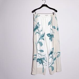 Abercrombie & Fitch Matte Satin Fabric Wide Leg Trouser Pants Green White Medium